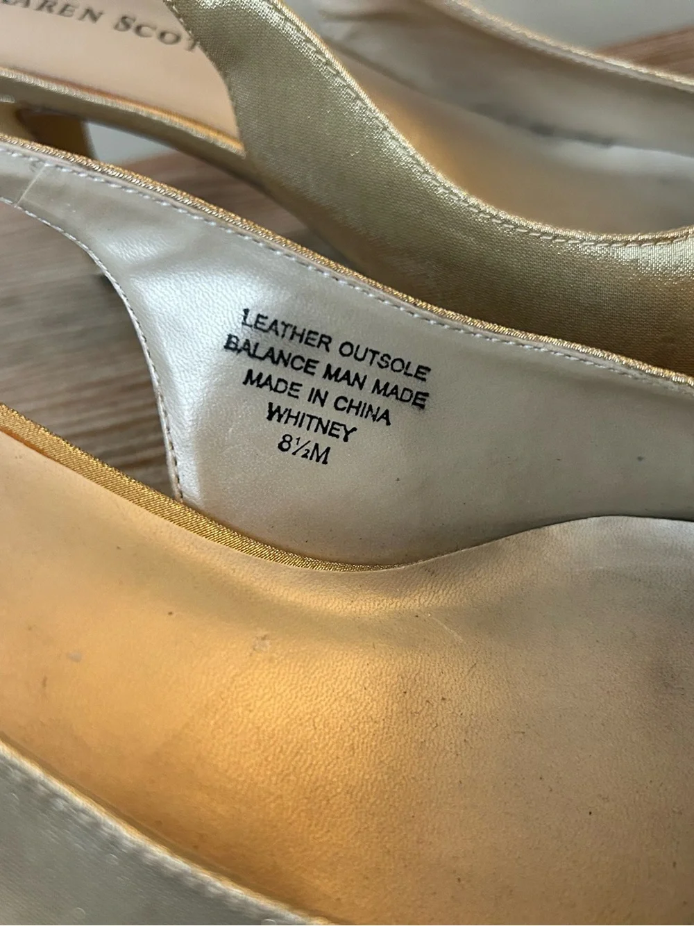 Karen Scott Whitney Gold Satin Slingback Kitten Heels